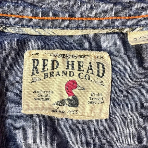 Red Head Button Up Plaid Button up short sleeve Mens Shirt Size 2XL - Picture 3 of 6